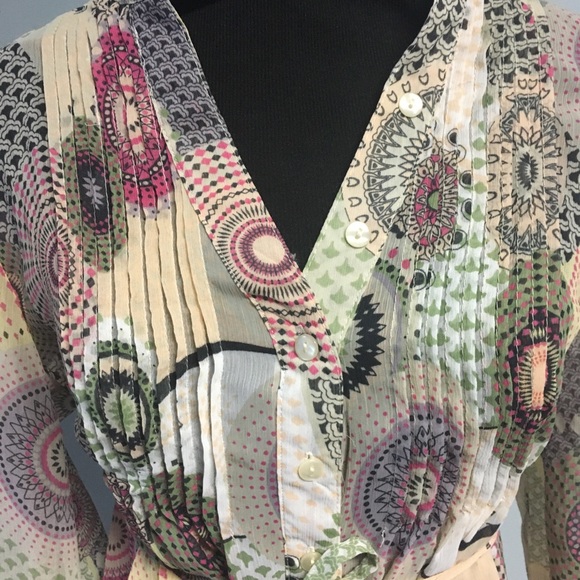 American Rag Sheer Long Sleeve Patterned Tunic - Picture 4 of 10